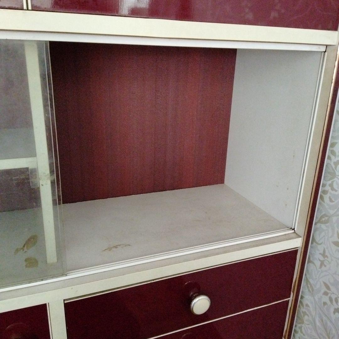 アーチ　食器棚　ワインカラー　昭和レトロ　レトロポップ