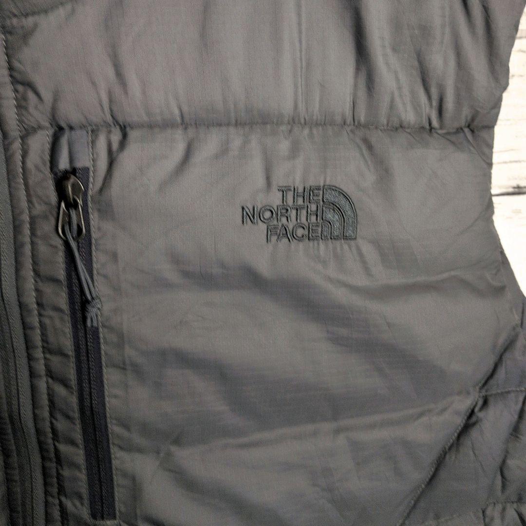ノースフェイス ダウンベスト 刺繍ロゴ 550 メンズ古着 希少サイズ グレー