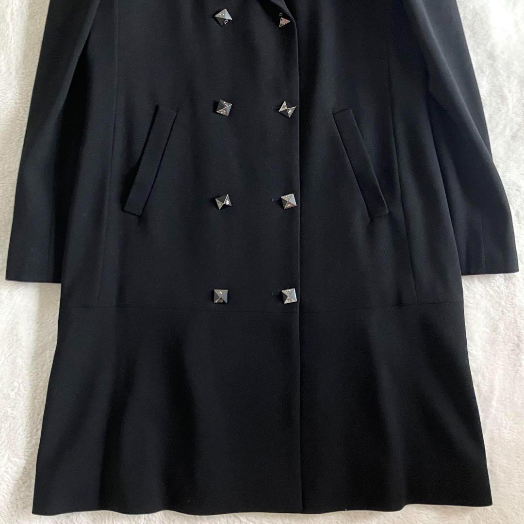 シャネル 03A ウール ココボタン ダブル チェスターコート 38 ブラック