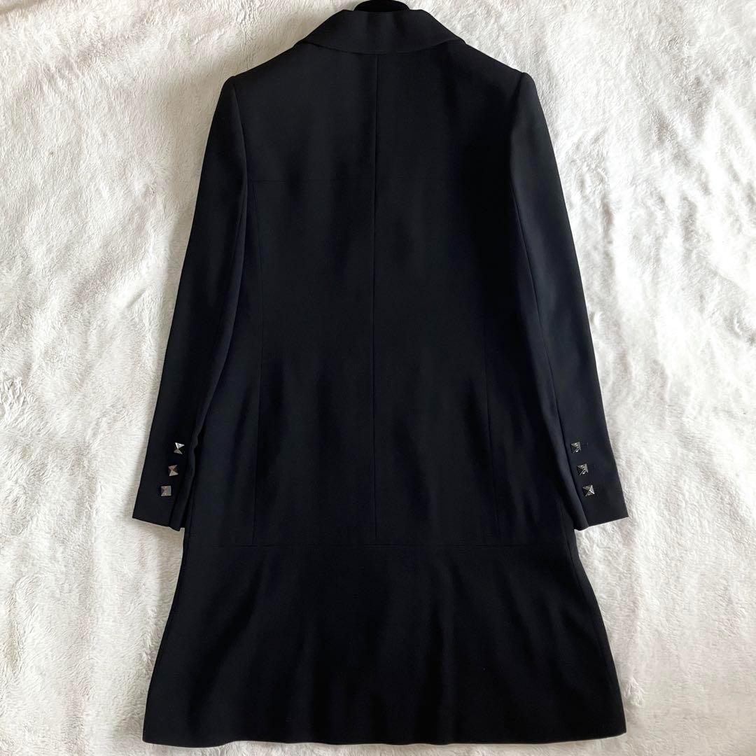 シャネル 03A ウール ココボタン ダブル チェスターコート 38 ブラック