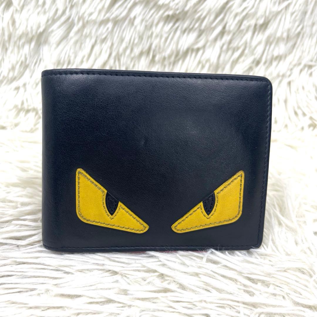 FENDI フェンディ　二つ折り財布　モンスター　ブラック　バグズアイ