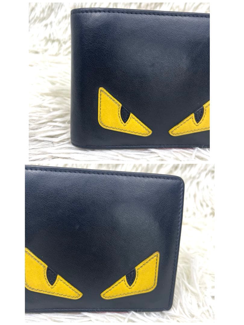 FENDI フェンディ　二つ折り財布　モンスター　ブラック　バグズアイ