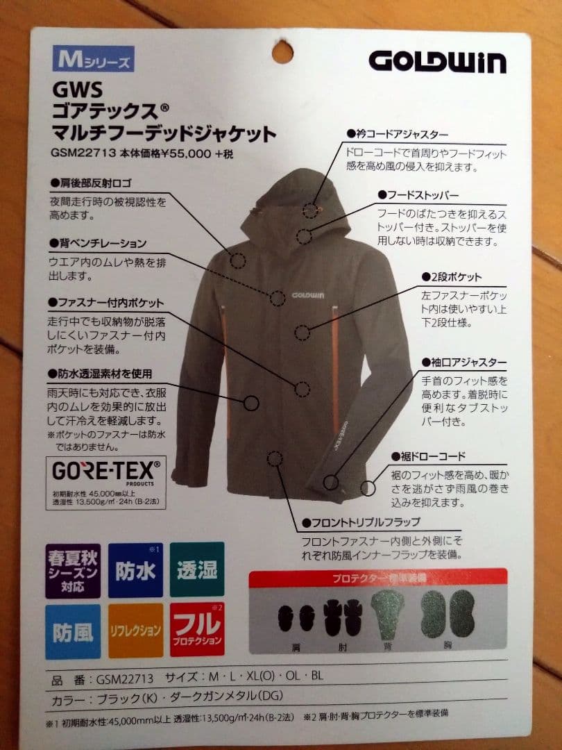 ゴールドウィン GWS ゴアテックス　マルチフーデッドジャケット　Mサイズ