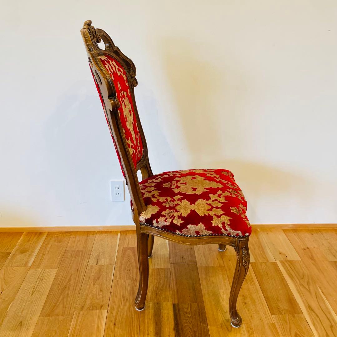 イタリア ダイニングチェア 金華山 赤 金 猫脚 椅子 ヨーロピアン ロココ ②