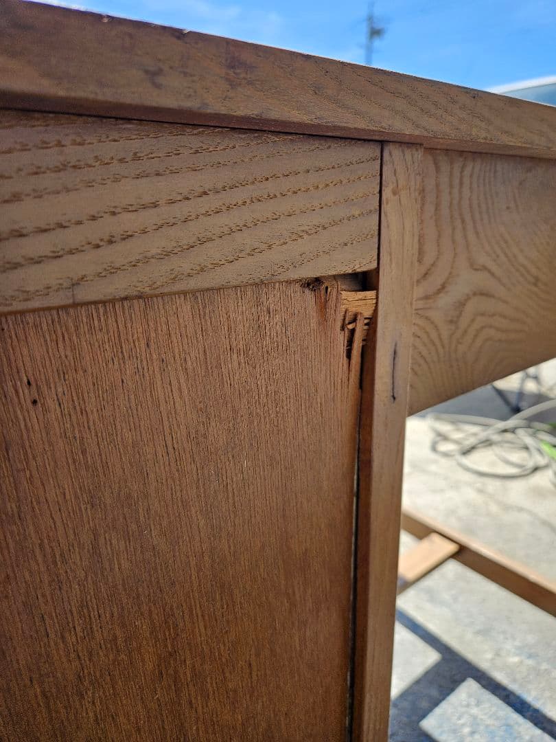 日本のアンティーク 古い片袖机 木製 作業台 アトリエ デスク ヴィンテージ