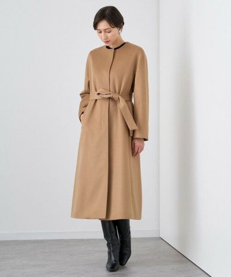 極美品✨️定価16万　22AW　アナイ　イタリア製生地　カシミヤコート　黒　38