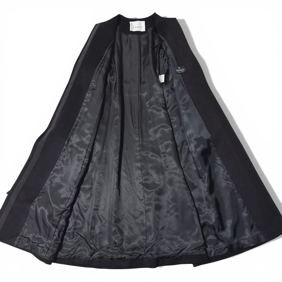 極美品✨️定価16万　22AW　アナイ　イタリア製生地　カシミヤコート　黒　38