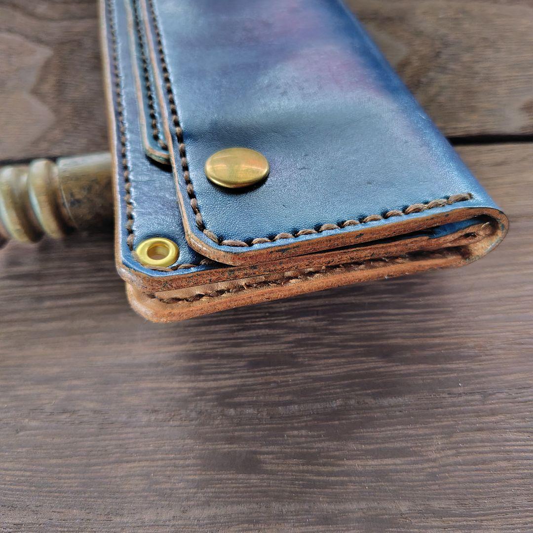 ジキルさん専用品トラッカーウォレット 丘染め 紺×青 (63)