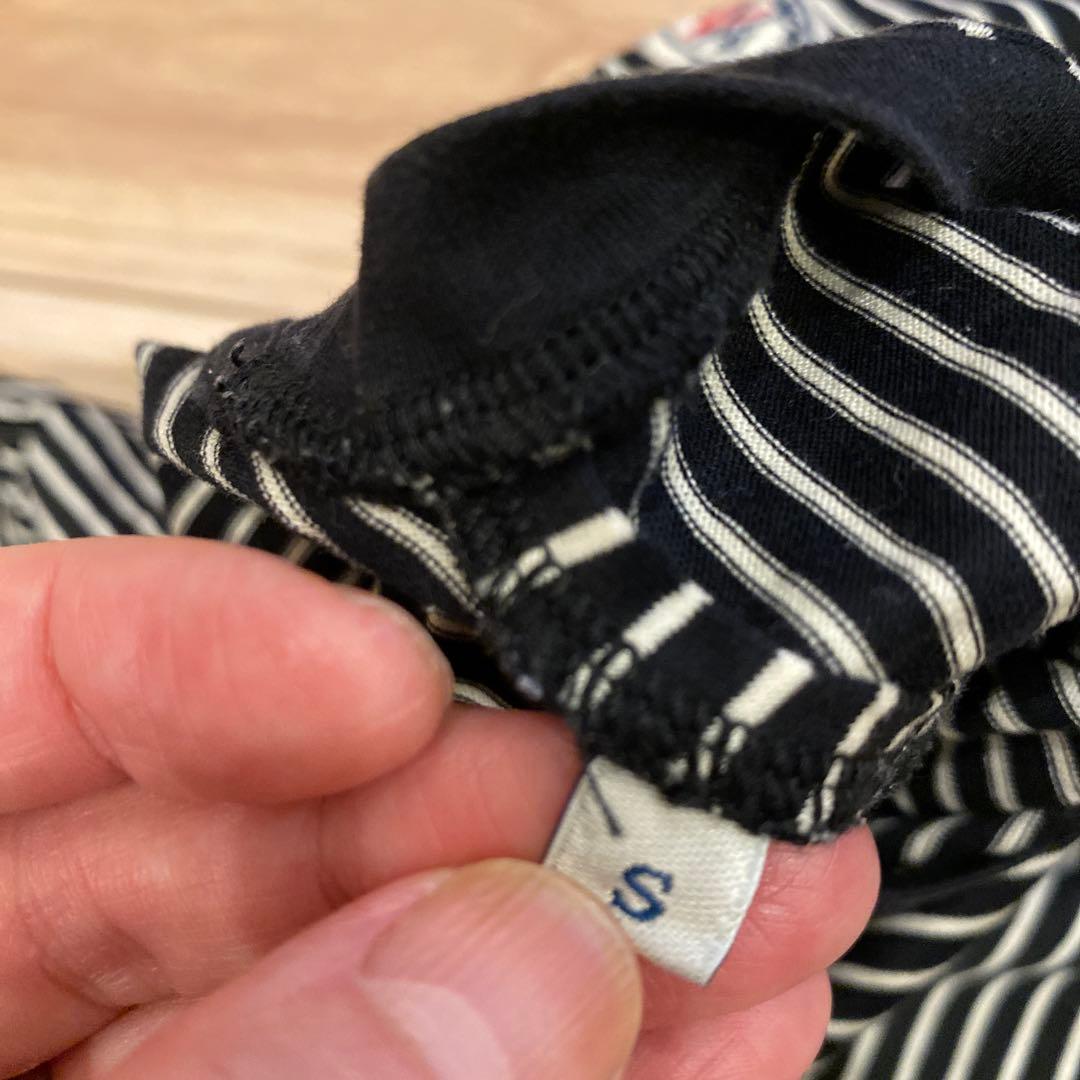 モンクレール　ロンT ボーダー　ブラック　S