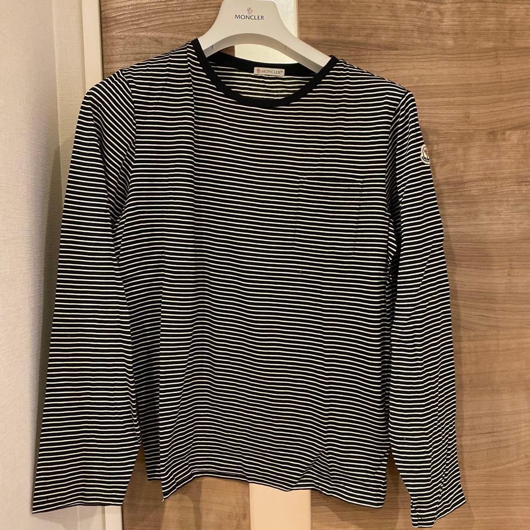 モンクレール　ロンT ボーダー　ブラック　S