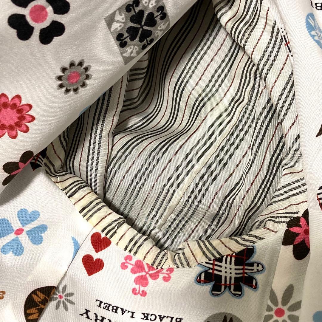 バーバリーブラックレーベル ピーコート ナポレオンコート 裏地総柄 銀ボタン 紺