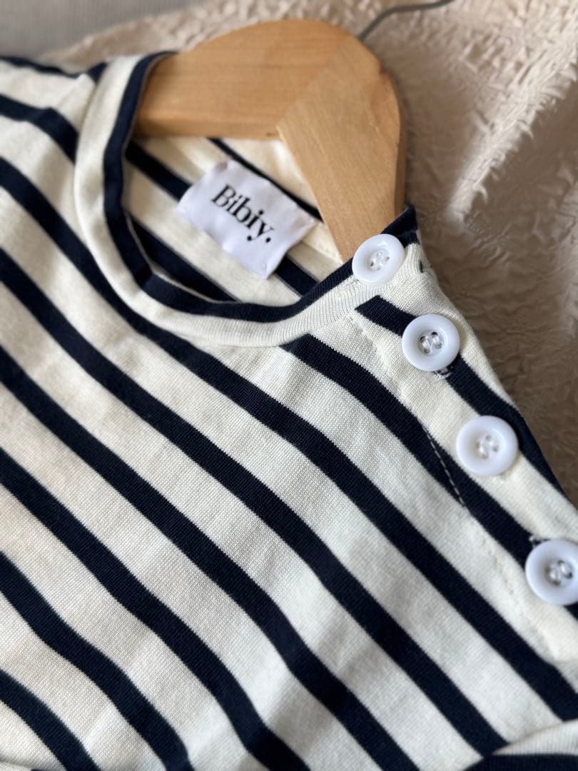 Bibiy ビビィ　ストライプ　チュール　フリル　カットソー　フリーサイズ