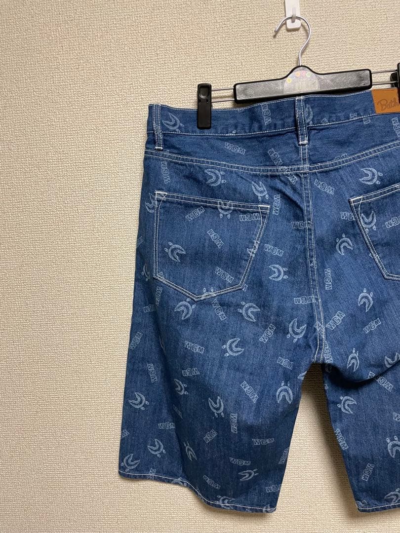 ★新品★ A BATHING APE エイプ ハーフパンツ デニム 総柄 L表記