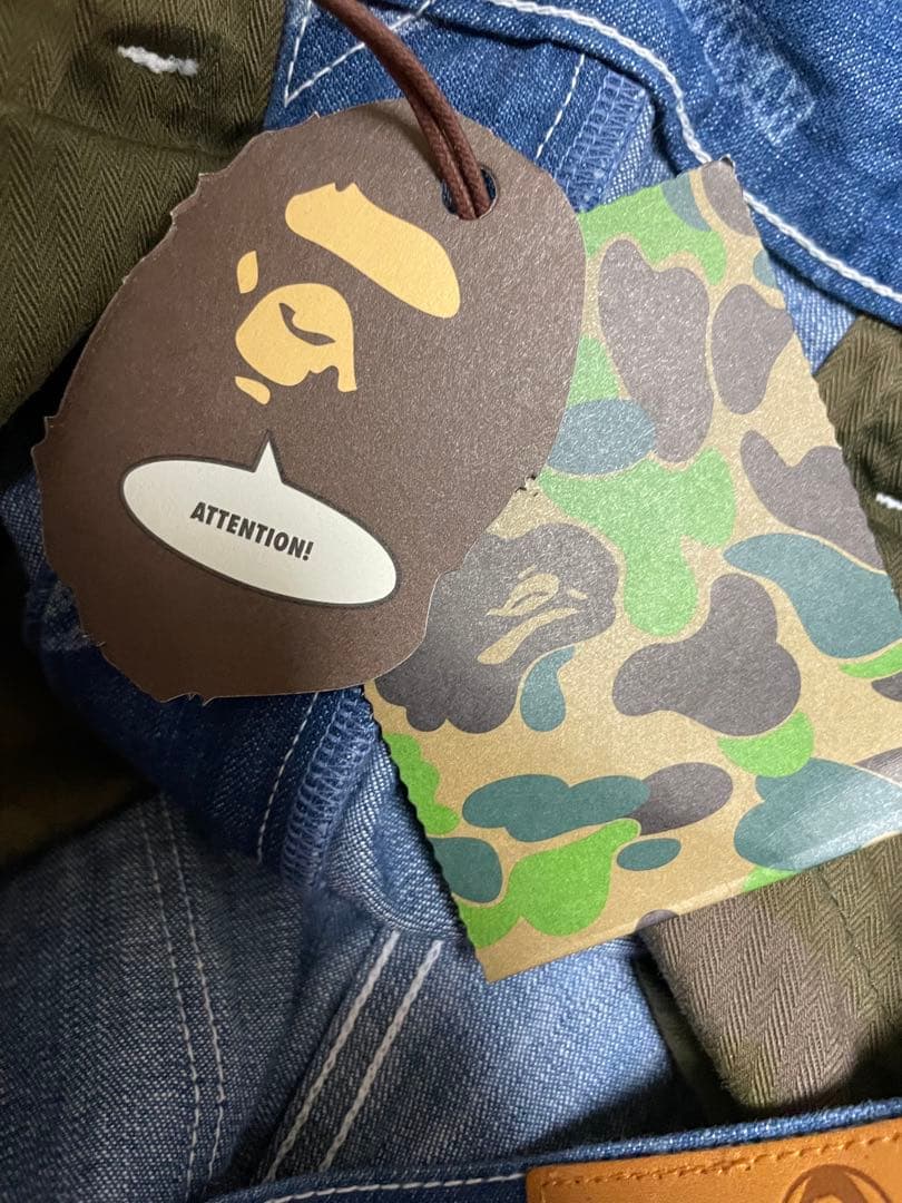 ★新品★ A BATHING APE エイプ ハーフパンツ デニム 総柄 L表記
