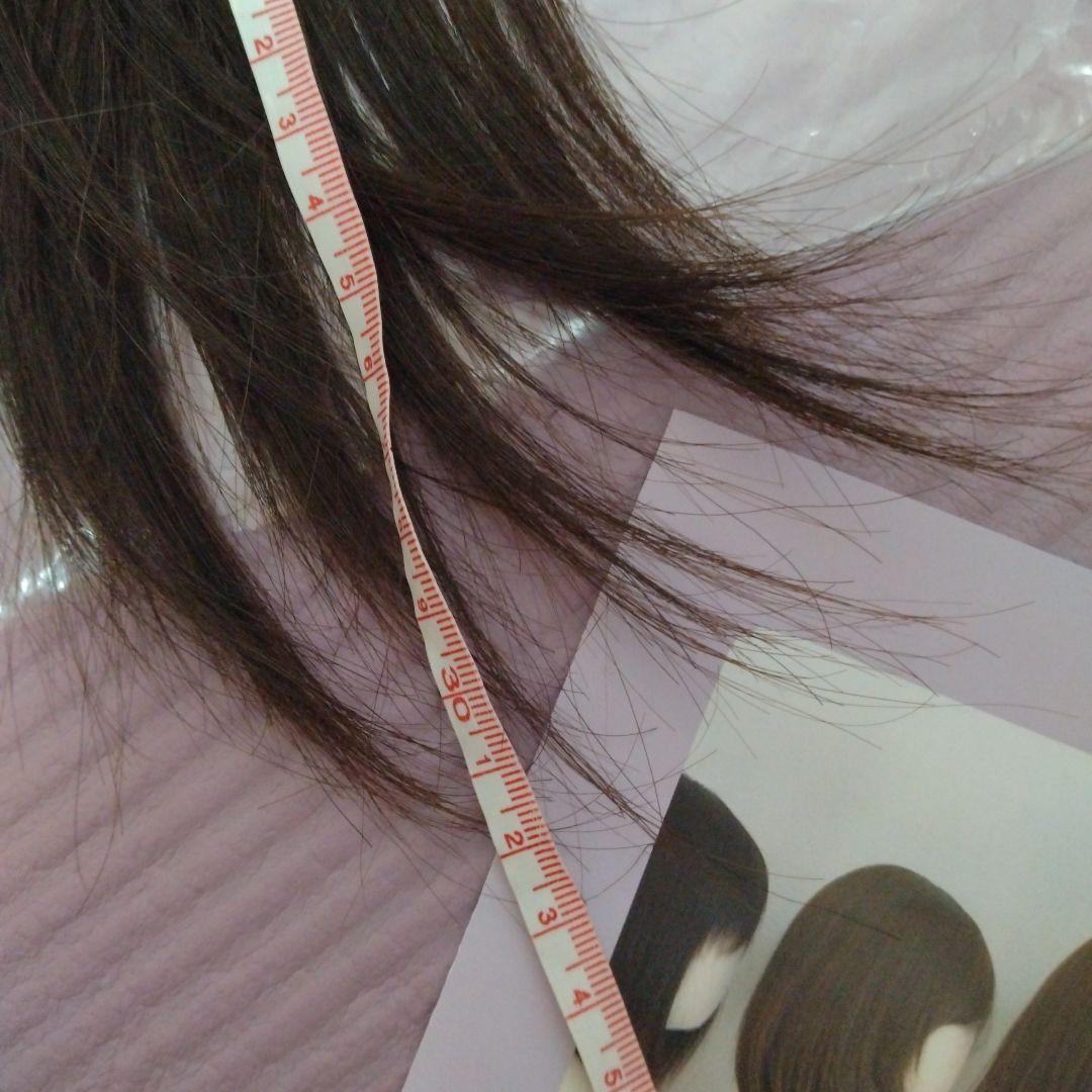 百合子ウイッグ　レミー人毛100%　ナチュラルブラウン　スズメ　前髪ウイッグ