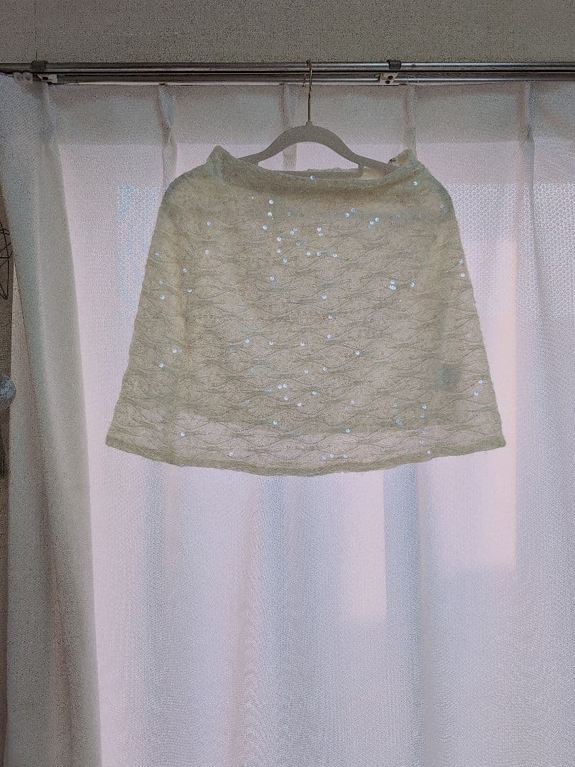 muguet spangle mini skirt white Sサイズ