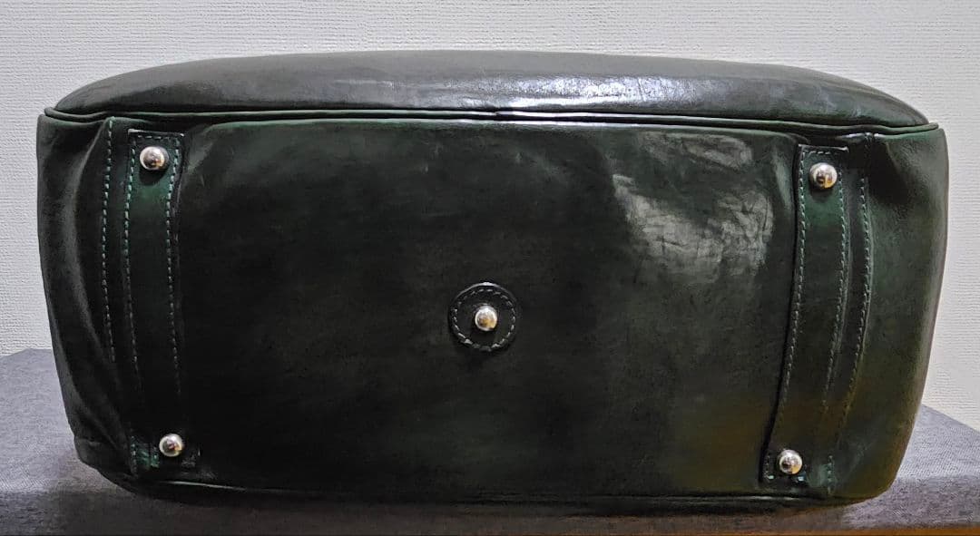 万双 双鞣和地 本革ボストンバッグ　ダークグリーン