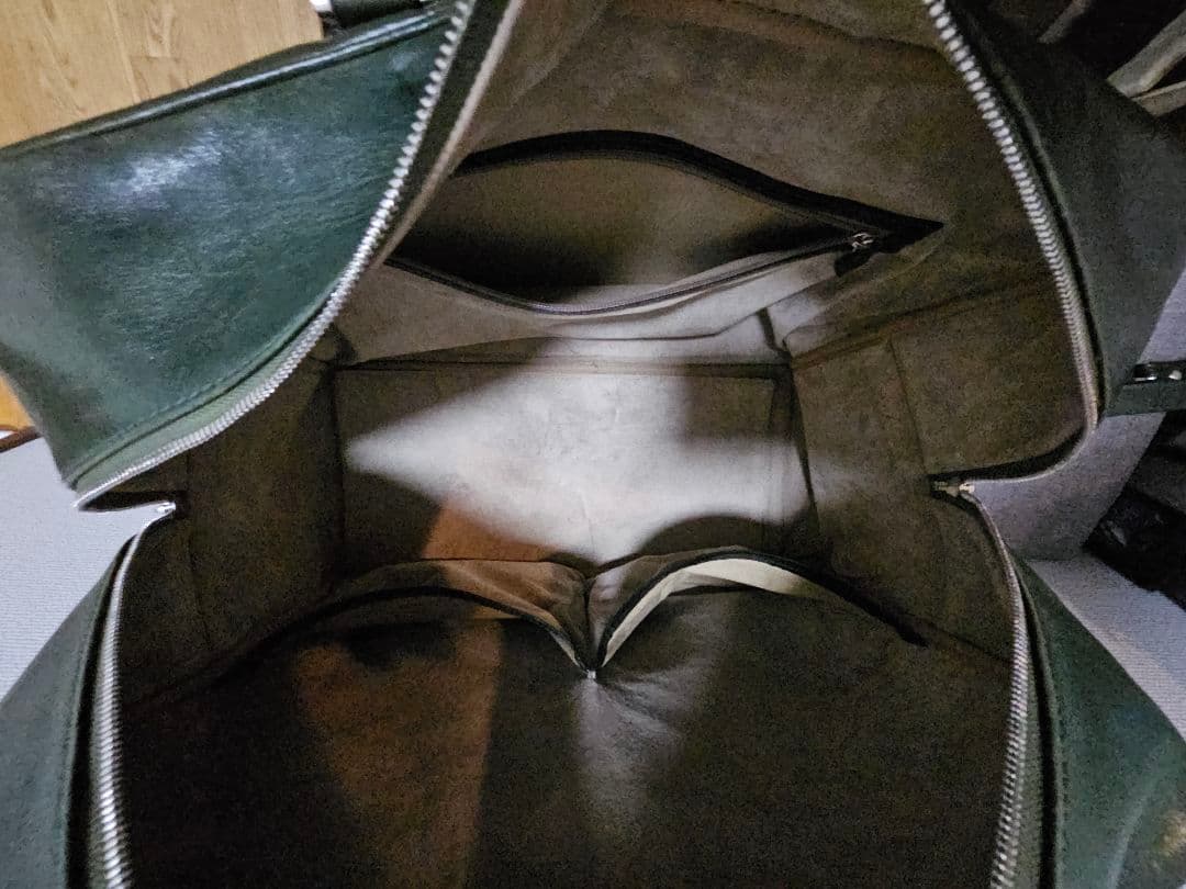 万双 双鞣和地 本革ボストンバッグ　ダークグリーン