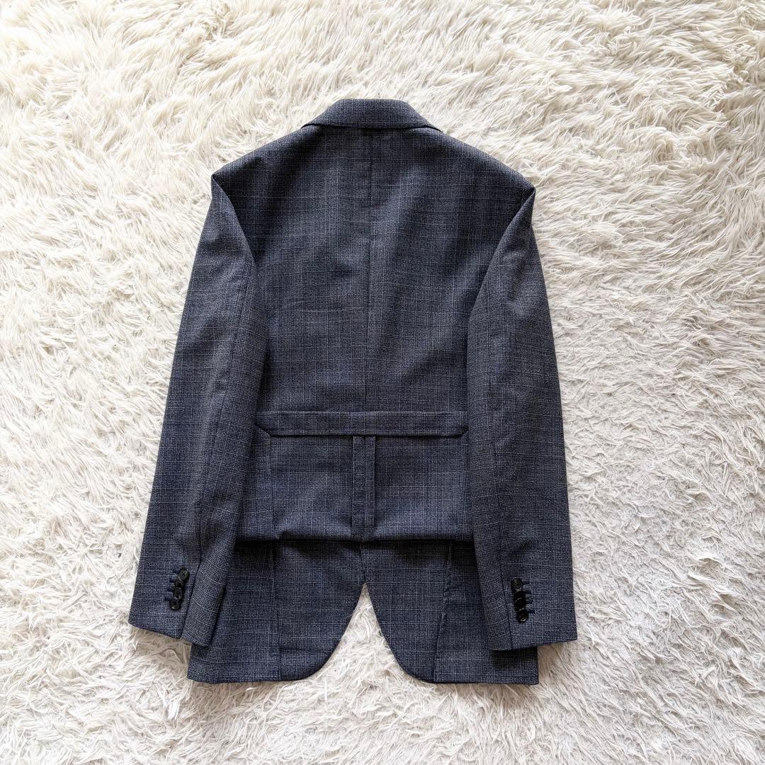 <美品>LARDINI 新ロゴ ネイビー ウール スーツ ブートニエール 42