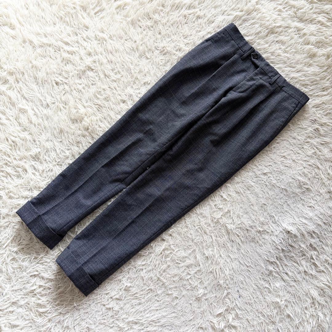 <美品>LARDINI 新ロゴ ネイビー ウール スーツ ブートニエール 42