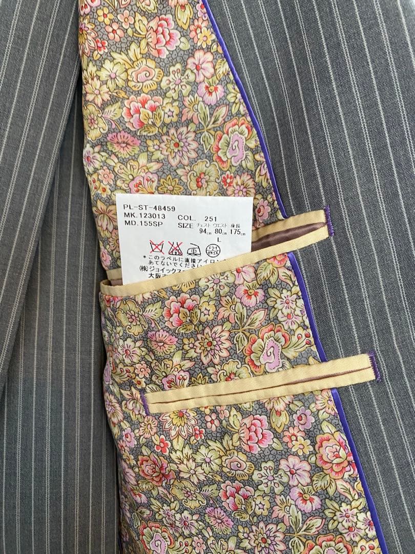 グレー ストライプ シングルブレストジャケット