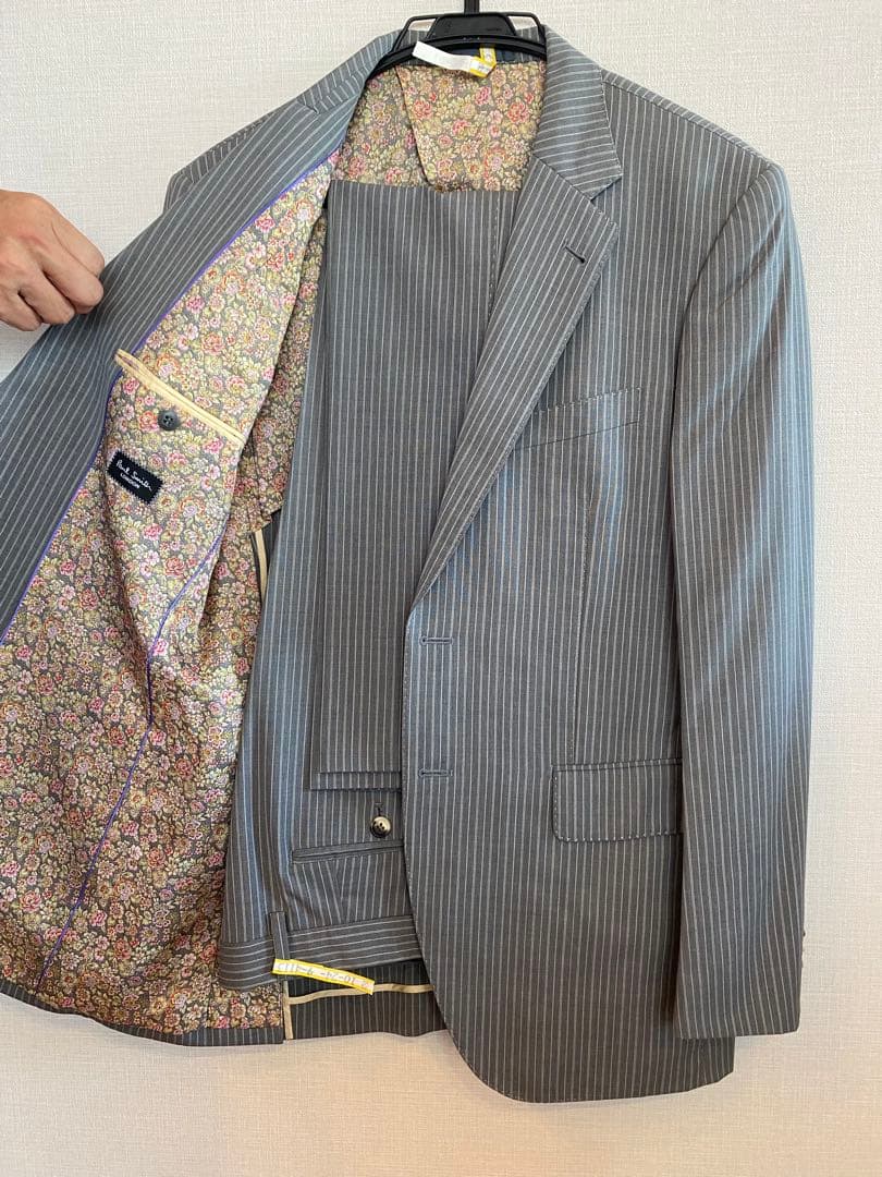 グレー ストライプ シングルブレストジャケット