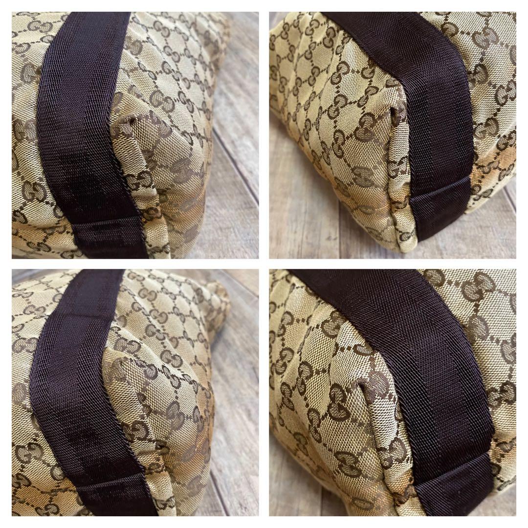 本物☆グッチ GG柄 キャンバス トートバッグ ハンドバッグ ブラウン A4可能