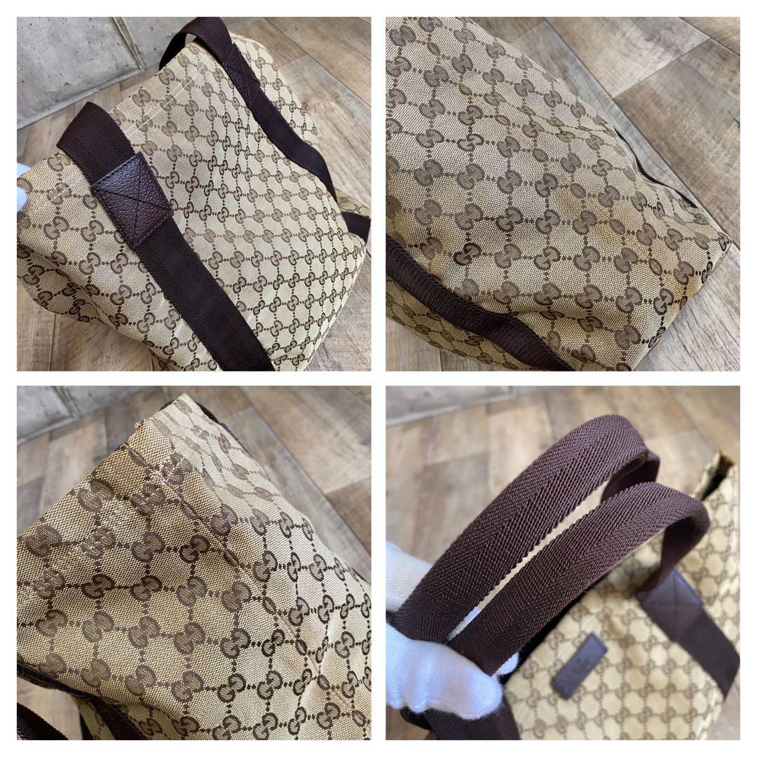 本物☆グッチ GG柄 キャンバス トートバッグ ハンドバッグ ブラウン A4可能