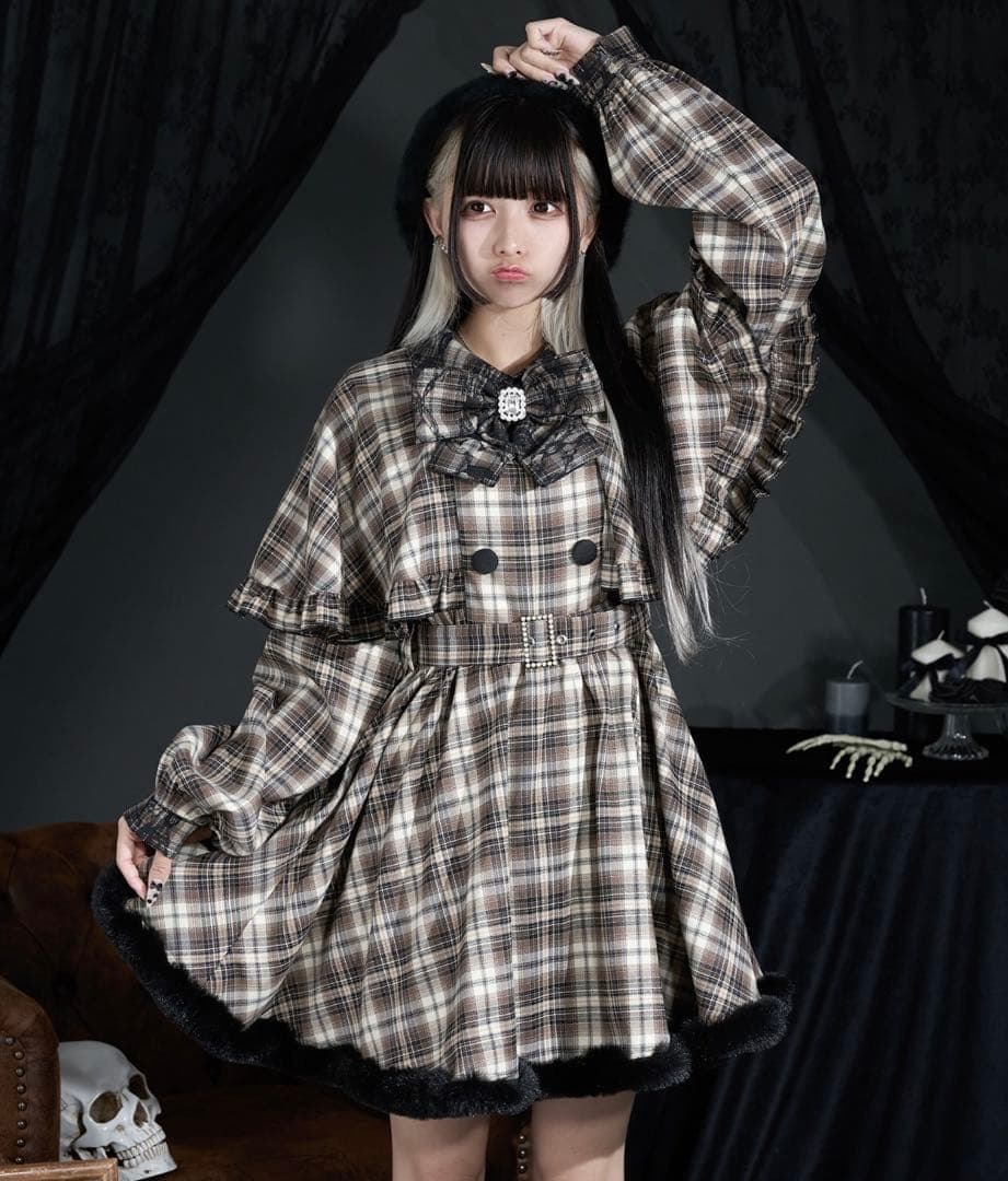 Palelfy パルエルフィー ファー付きケープワンピ