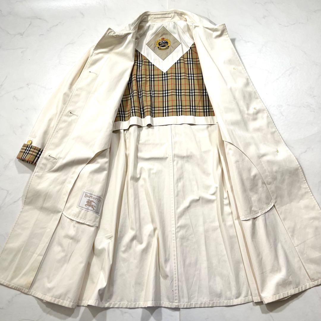 Burberry ステンカラーコート アイボリー 金ボタン M 9 ノバチェック