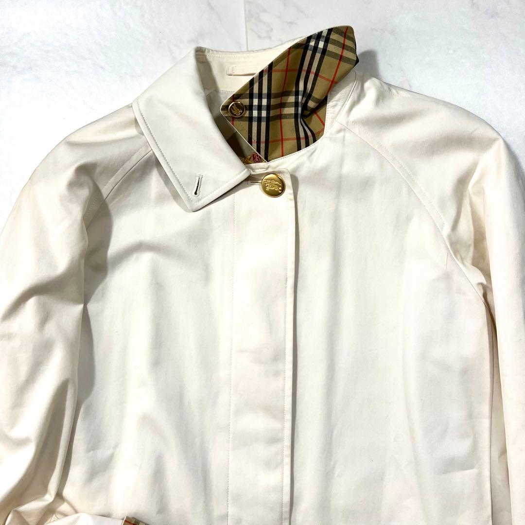 Burberry ステンカラーコート アイボリー 金ボタン M 9 ノバチェック