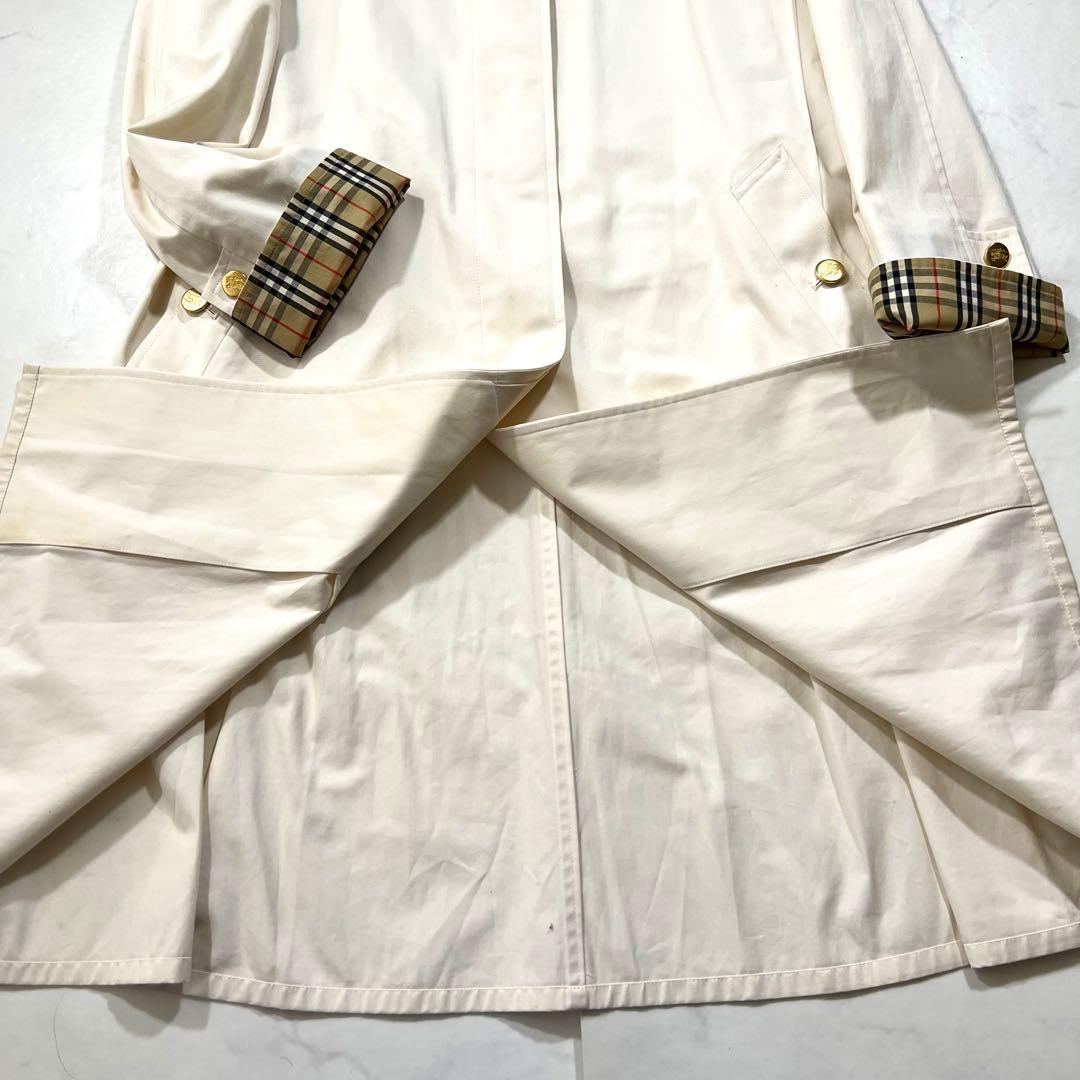 Burberry ステンカラーコート アイボリー 金ボタン M 9 ノバチェック