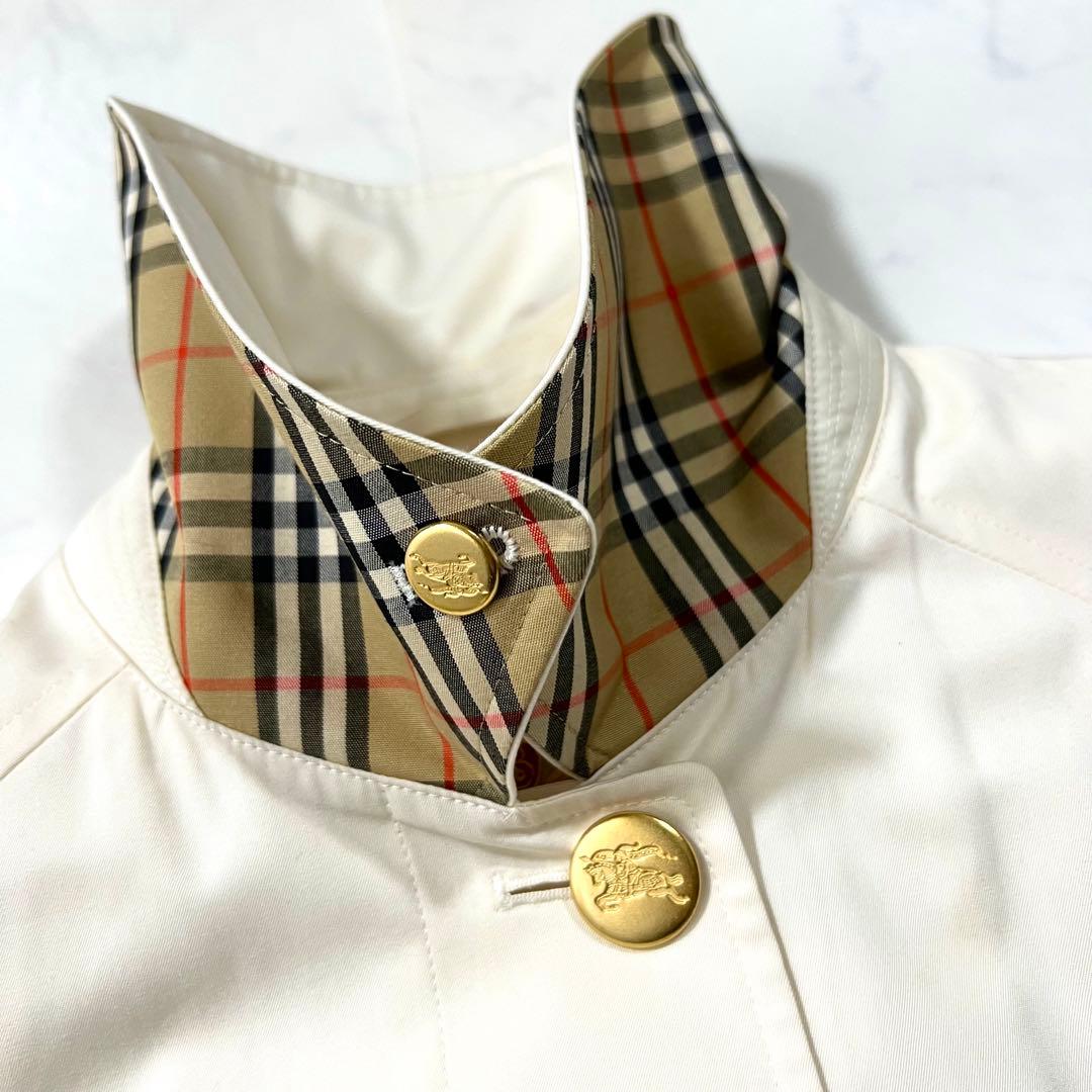 Burberry ステンカラーコート アイボリー 金ボタン M 9 ノバチェック