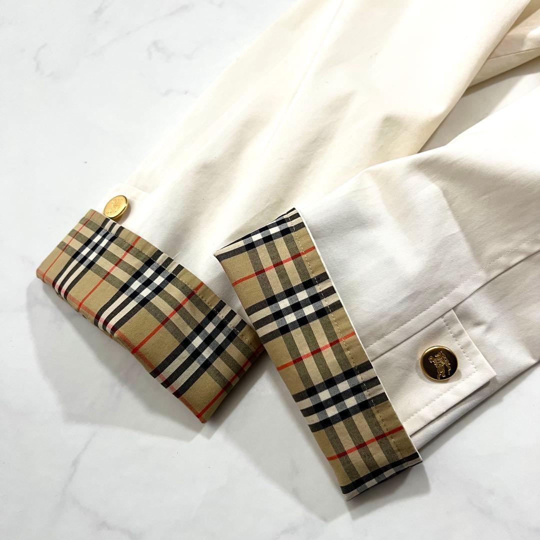 Burberry ステンカラーコート アイボリー 金ボタン M 9 ノバチェック