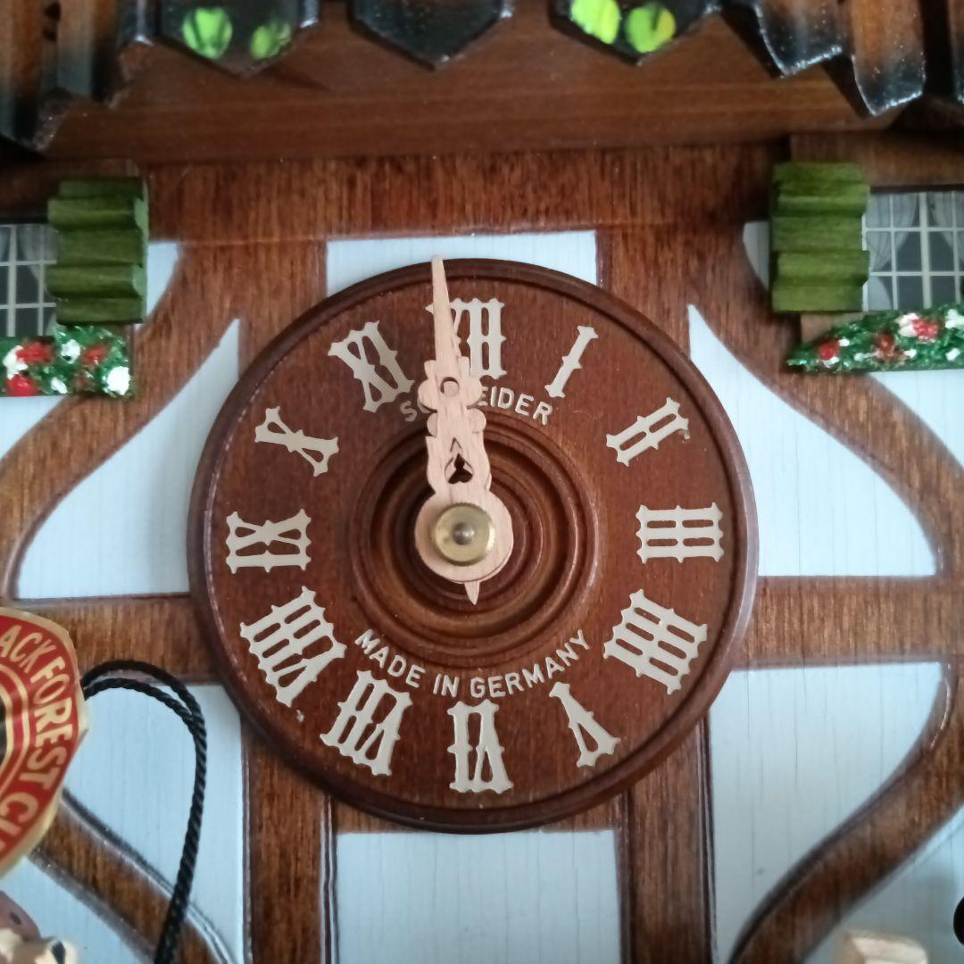 手作り木製時計 動く水車付き