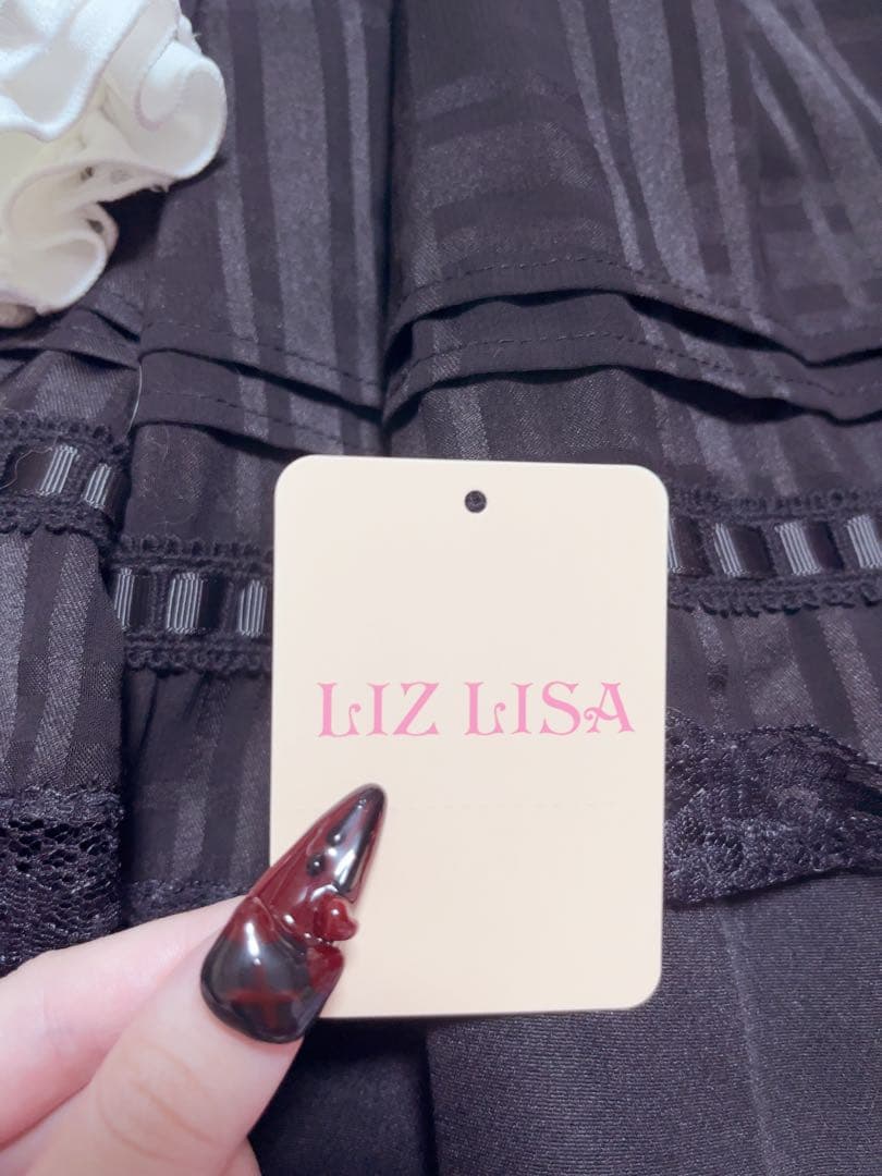 LIZLISA シアーチェックエプロンフリルワンピース