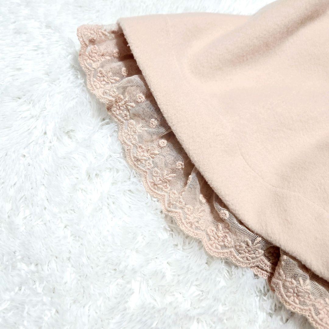 LIZ LISA ファー付き リボン ポンチョコート ピンク レース