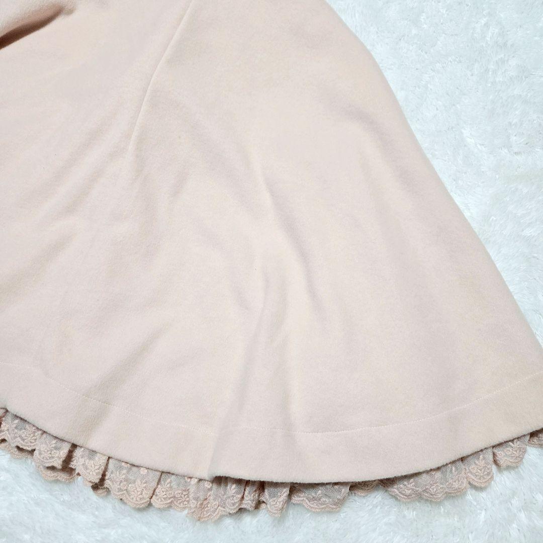 LIZ LISA ファー付き リボン ポンチョコート ピンク レース