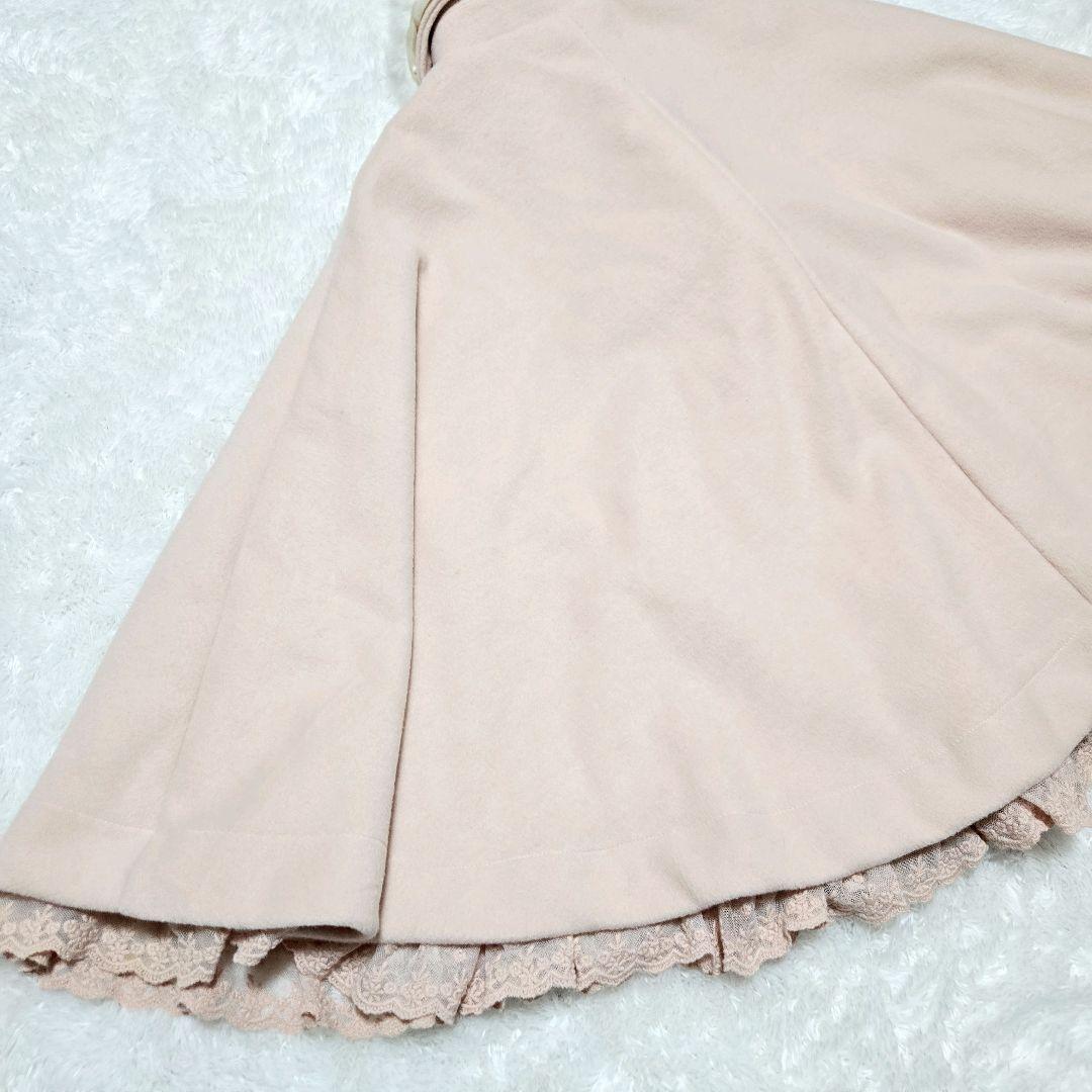 LIZ LISA ファー付き リボン ポンチョコート ピンク レース