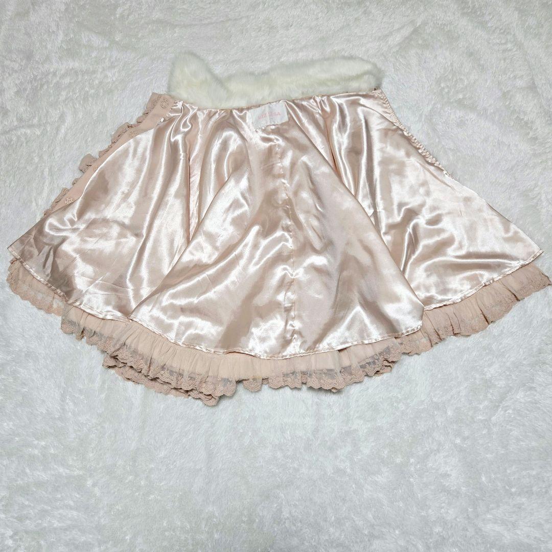 LIZ LISA ファー付き リボン ポンチョコート ピンク レース