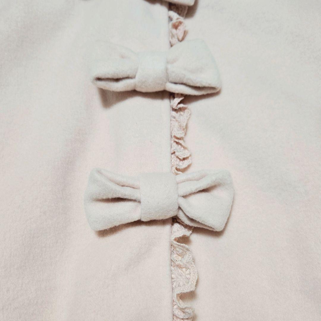 LIZ LISA ファー付き リボン ポンチョコート ピンク レース