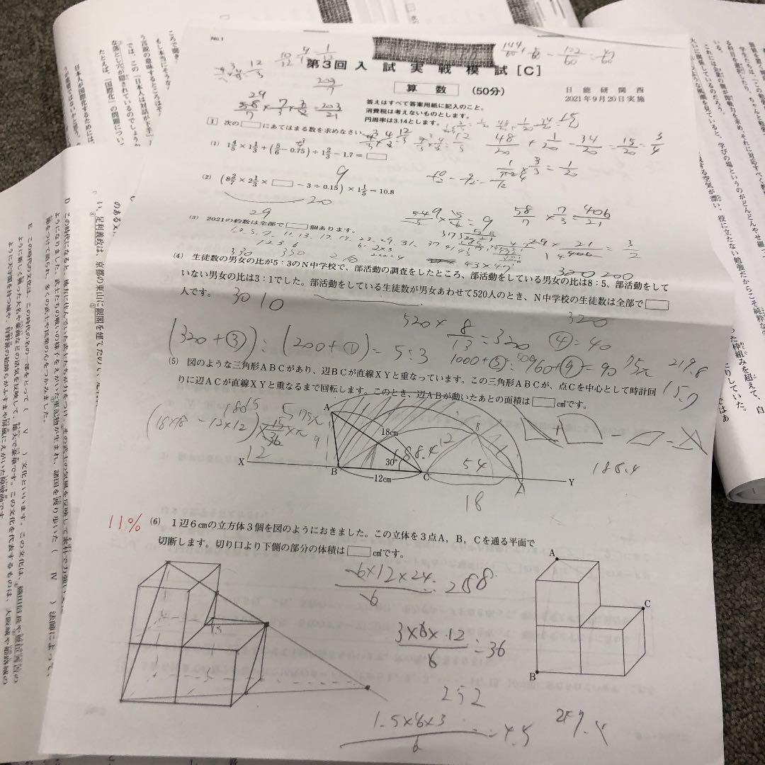 日能研関西　６年　入試実戦模試全6回　2021年度版　中古