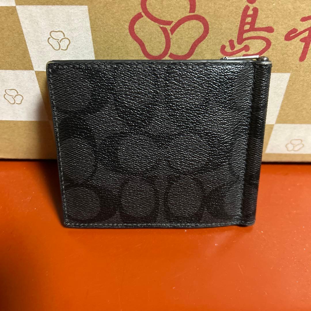 coach マネークリップ　財布　ブラック