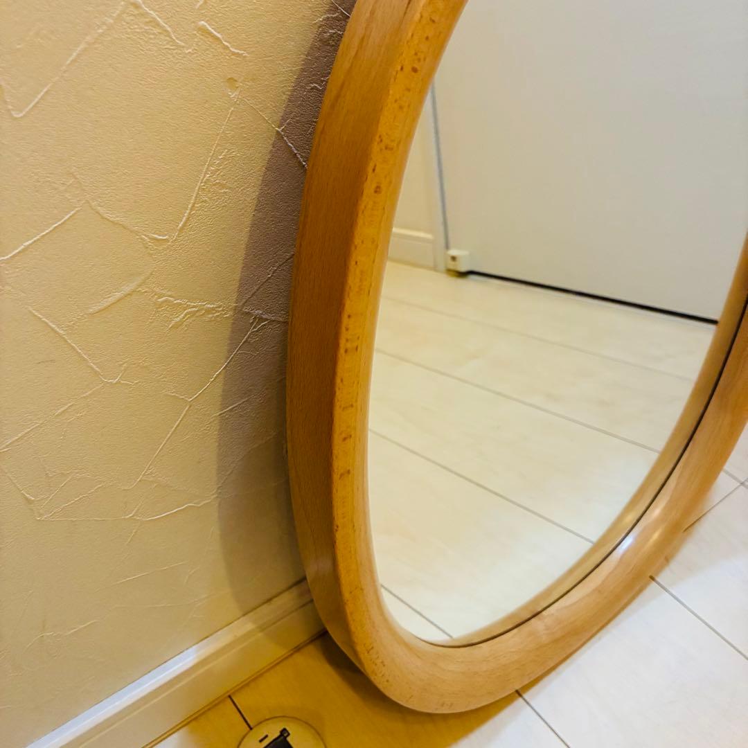 【極美品】秋田木工 白木 ウォールミラー　壁掛け鏡