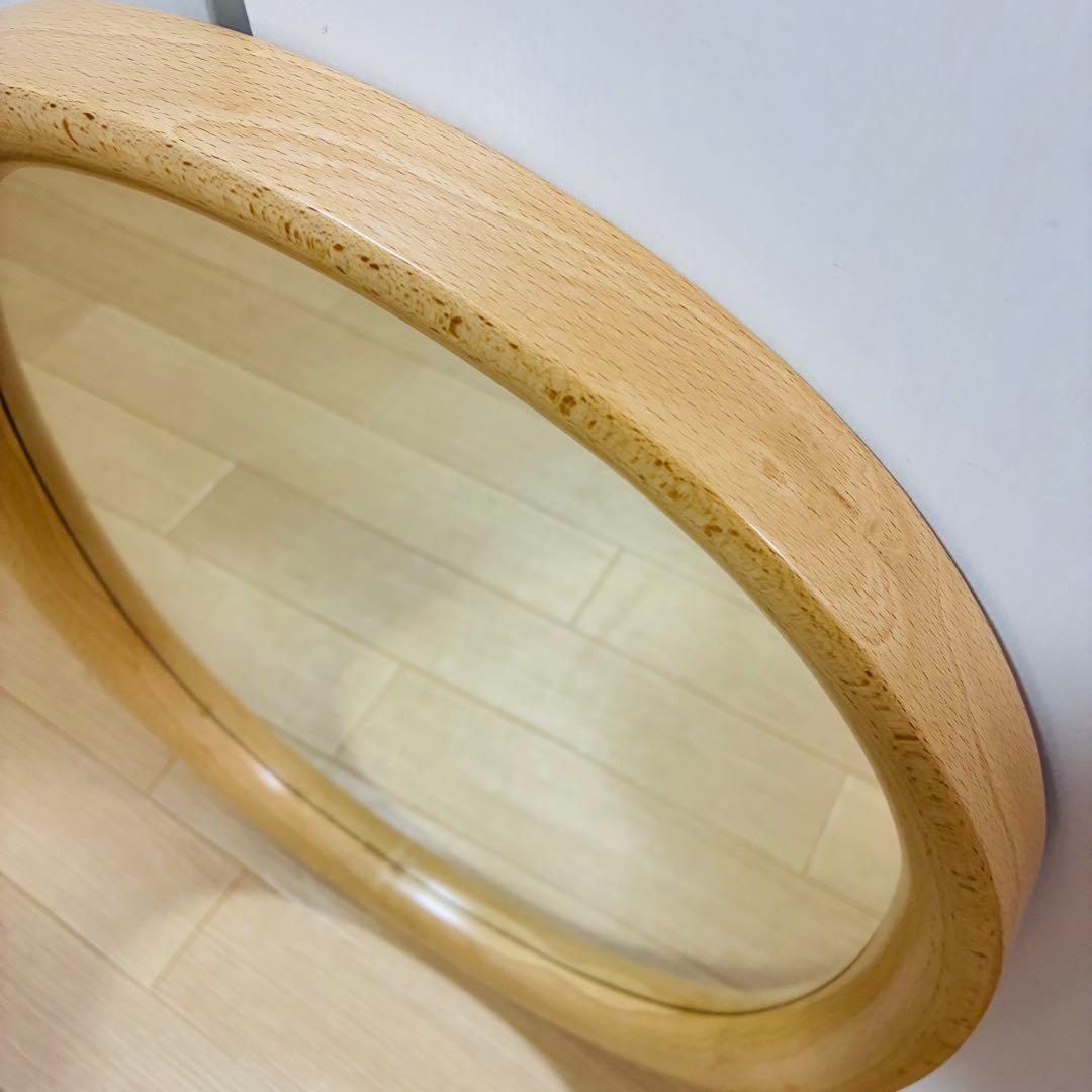 【極美品】秋田木工 白木 ウォールミラー　壁掛け鏡