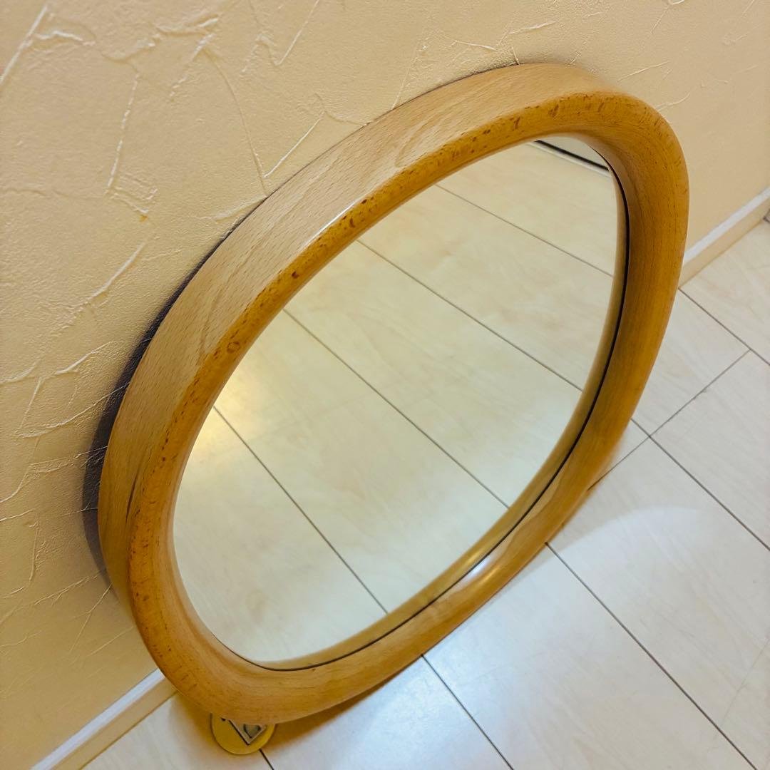 【極美品】秋田木工 白木 ウォールミラー　壁掛け鏡