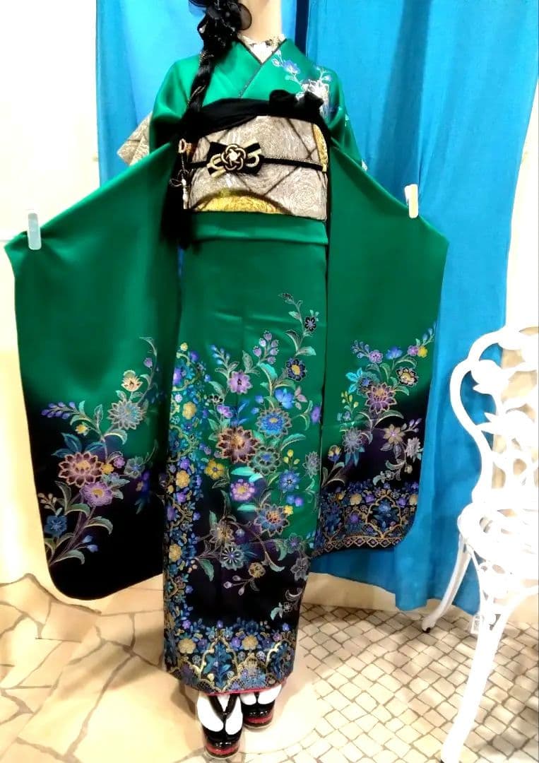 振袖フルセット、正絹振袖成人式、半襟重ね衿帯揚げ帯締、西陣袋帯、襦袢、ガード加工