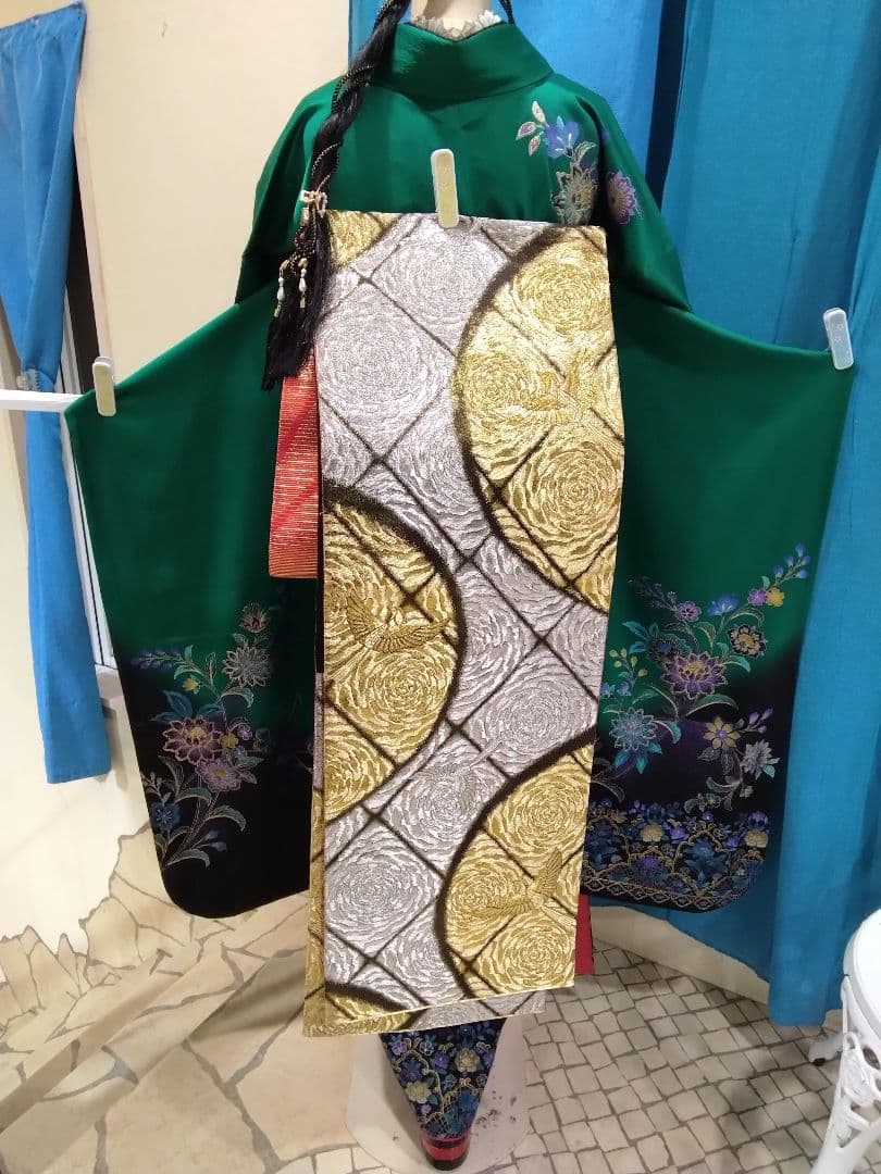 振袖フルセット、正絹振袖成人式、半襟重ね衿帯揚げ帯締、西陣袋帯、襦袢、ガード加工