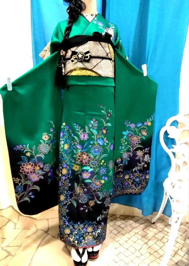 振袖フルセット、正絹振袖成人式、半襟重ね衿帯揚げ帯締、西陣袋帯、襦袢、ガード加工