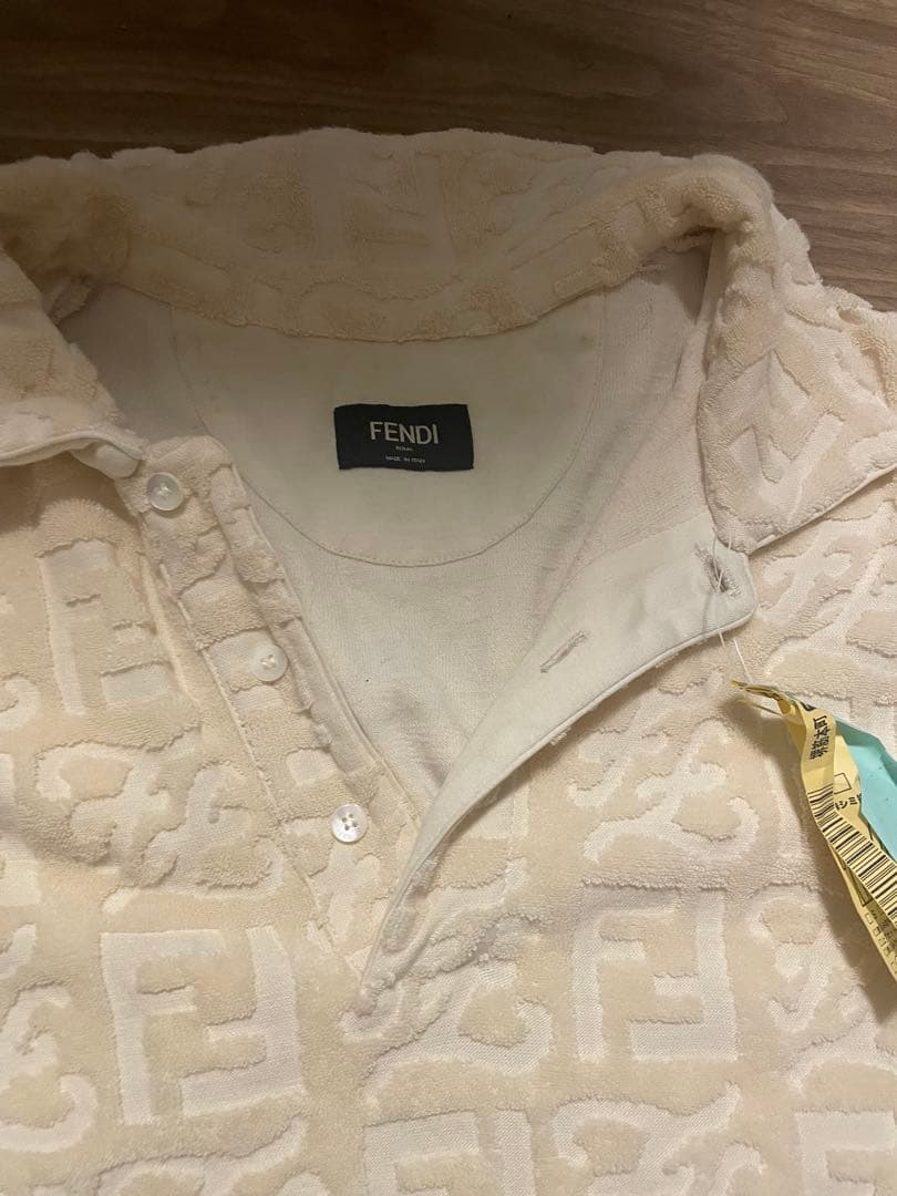 FENDI クリーム色 ポロシャツ メンズ Mサイズ